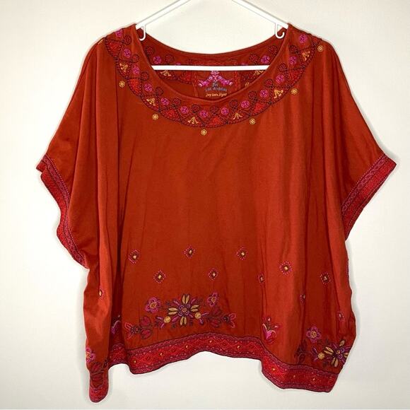 Johnny Was Rust Embroidered Top Size XS - Picture 1 of 4